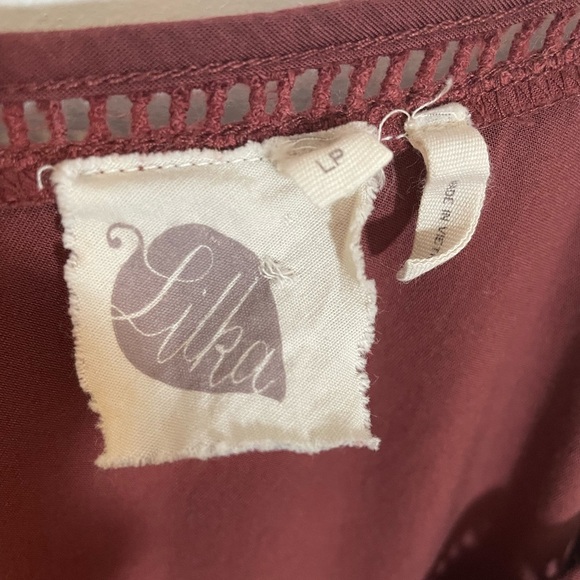 Anthropologie Lilka Nelisa Burgundy Wine Ladder Lace Detail Tank Romper Size LP - Picture 3 of 11